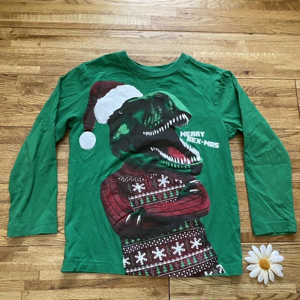 Children's Place "Merry Rex-Mas" Long Sleeve‎ Shirt Size 5/6